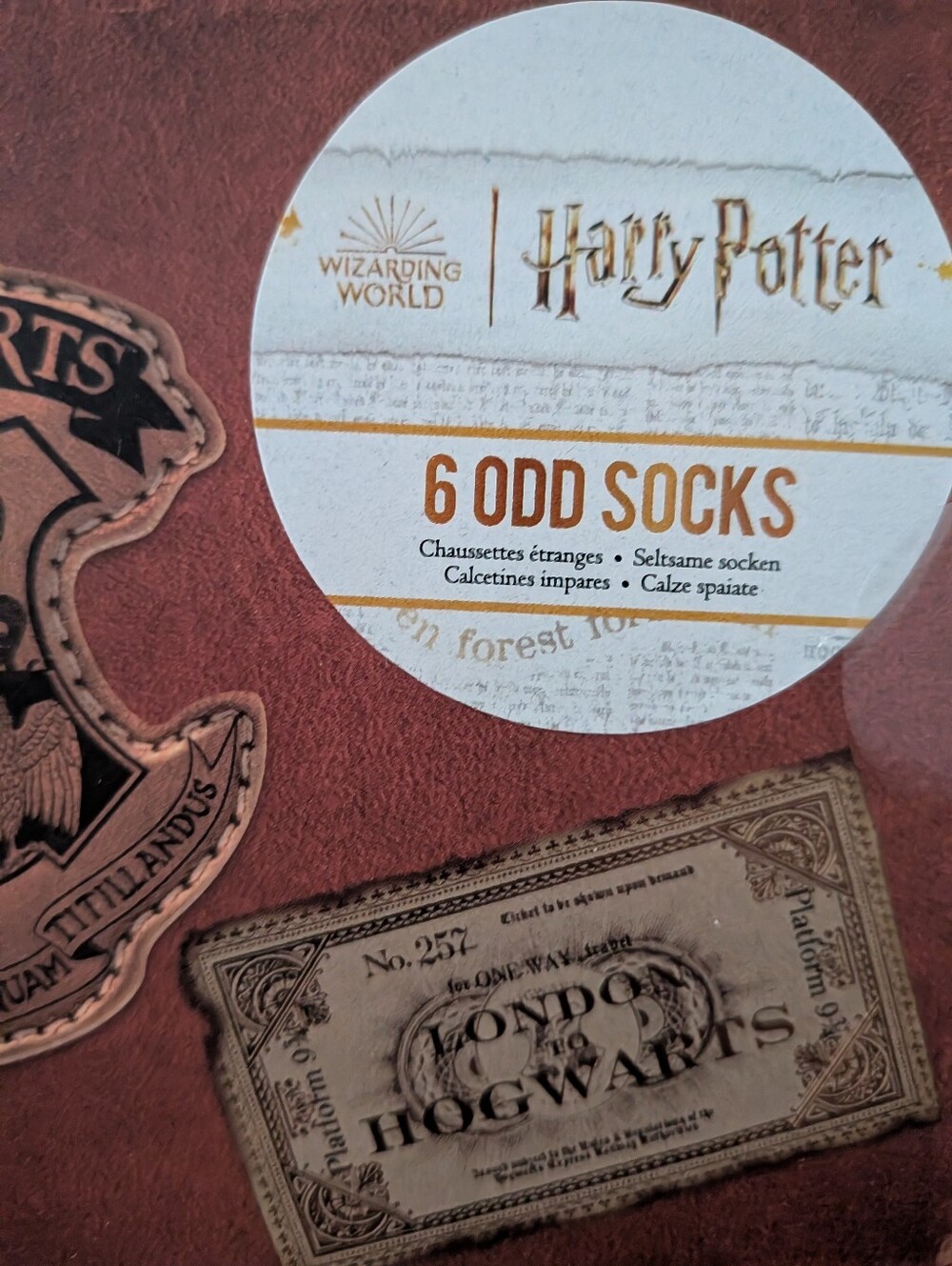 Warner Bros. Harry Potter 6 Odd Socks Pack - Brown & Cream Accents 2 Boxes